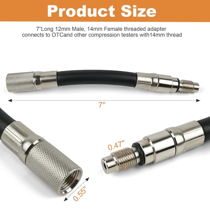 Jetuplusllc Compression Tester 12mm Adapter Compatible with 2008 and Newer Ford 4.6, 5.4 and 6.8L 3-Valve Engines with 12mm Spark Plugs - Image 3